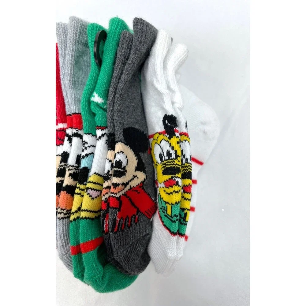 Disney Mickey Mouse Toddler Christmas Crew Socks 4-7 Donald Goofy Pluto 5 Pack